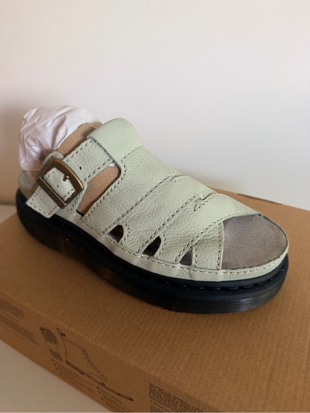 Kids Leather Fisherman Sandal - Light Sage